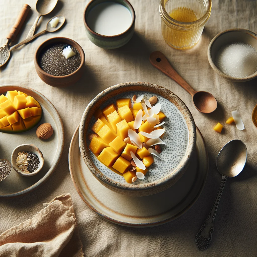 Frisse Mango en Kokosnoot Chia Pudding