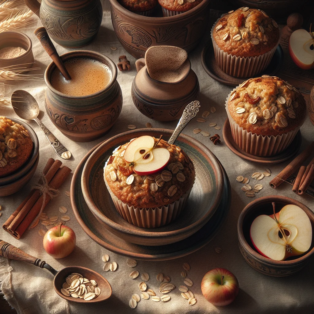 Deliciosos Muffins de Aveia para o Pequeno-Almoço com Maçã e Canela