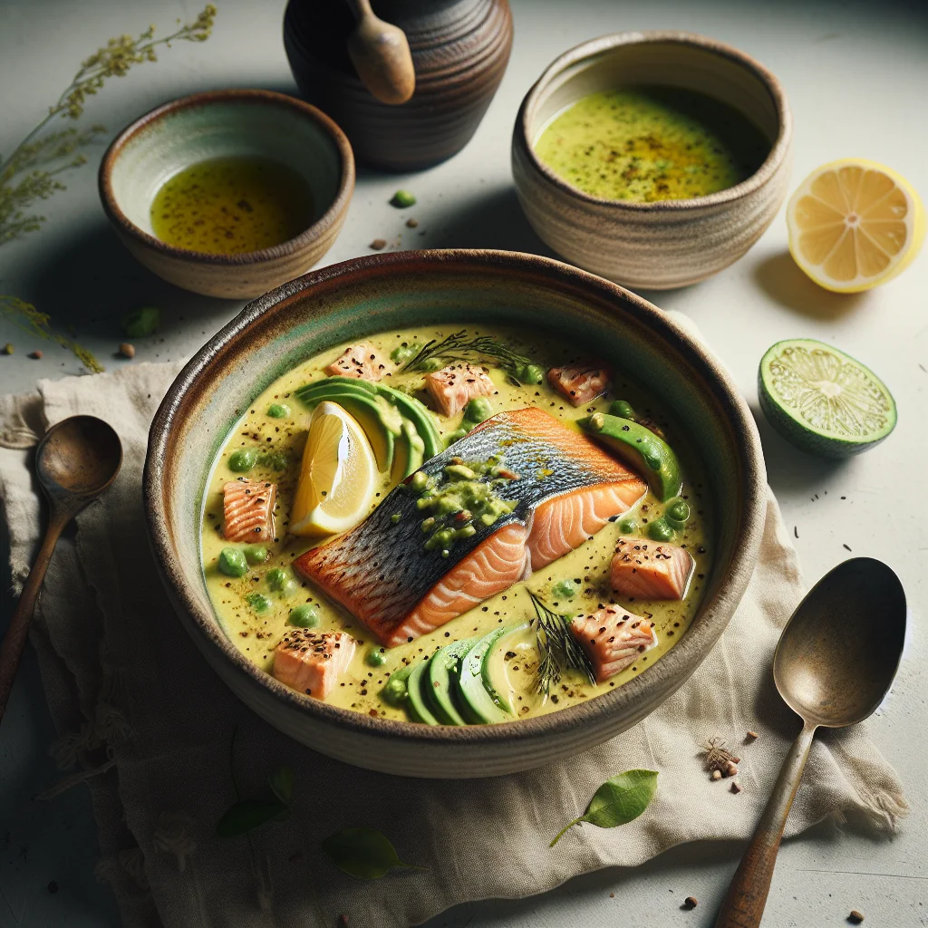 Salmão Saudável com Molho de Abacate e Limão
