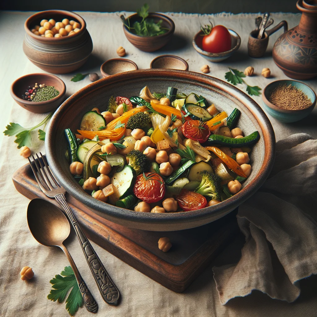 Salada de Grão de Bico Potente com Legumes Assados