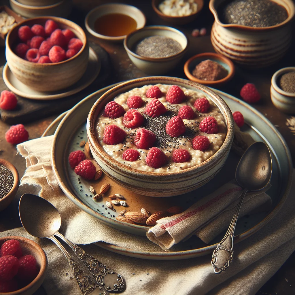 Deliciosa Papas de Aveia Overnight com Framboesas Frescas e Chia