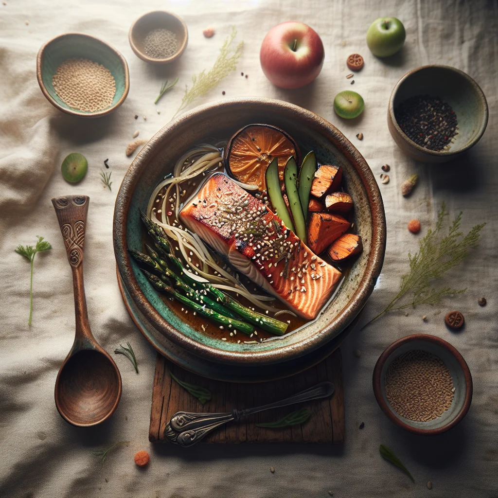 Salmão Teriyaki Saudável com Batata Doce Assada