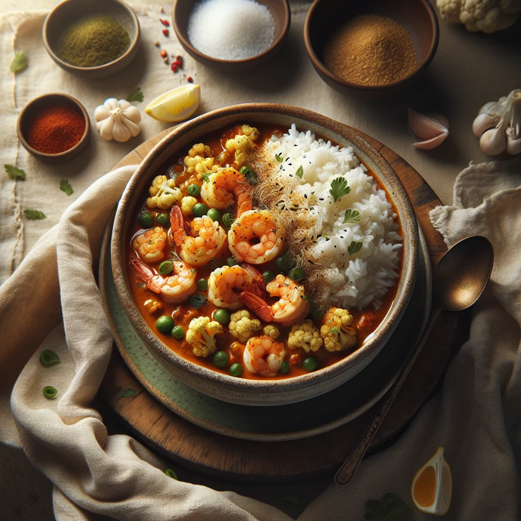 Especial do Chef: Caril de Camarão com Arroz de Couve-flor