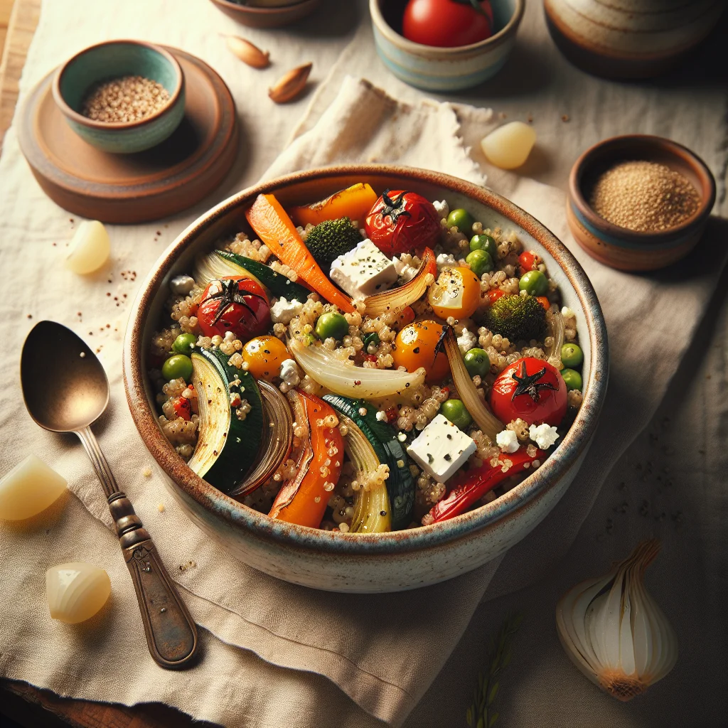 Quinoa Assado com Legumes Assados e Feta