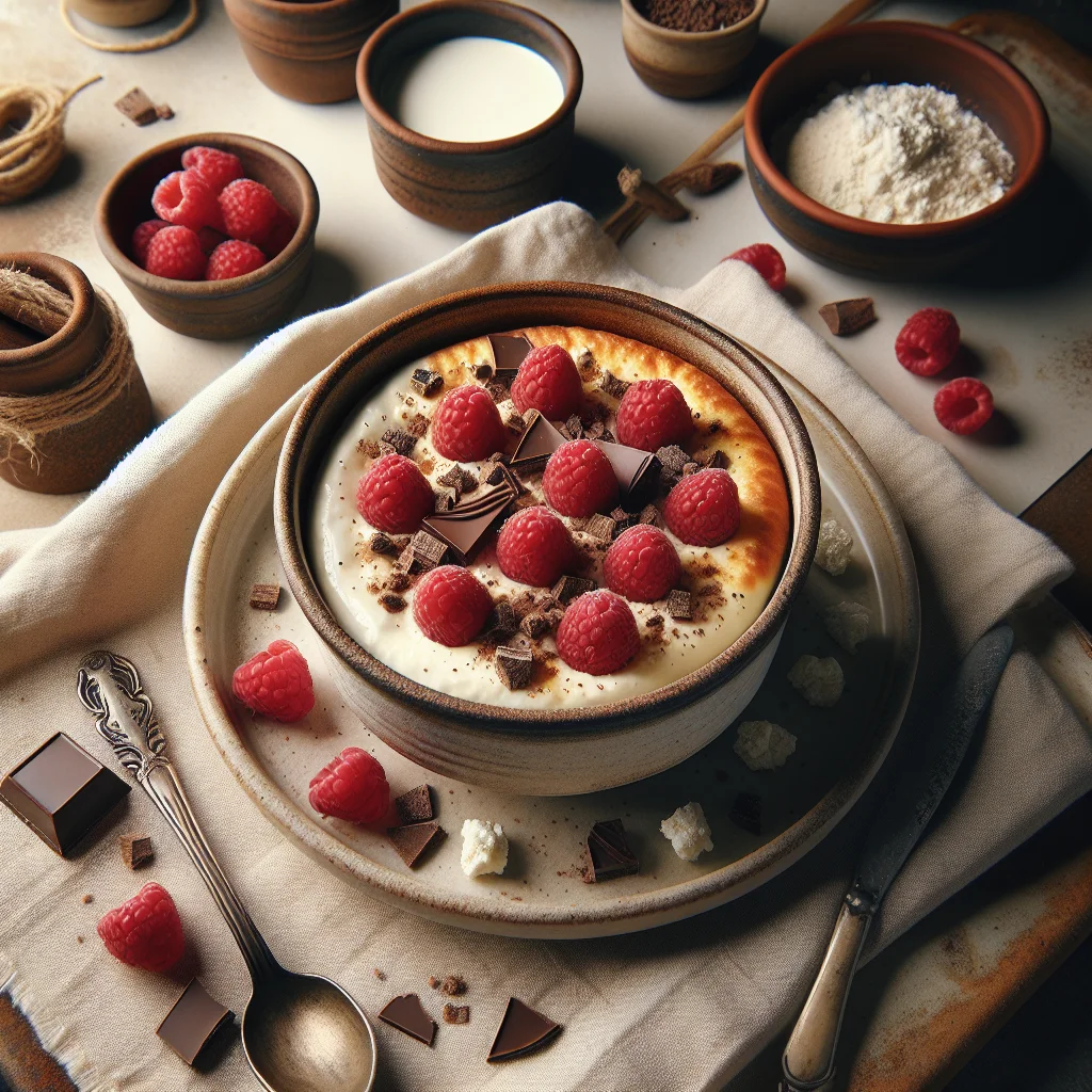 Quarkkuchen mit Himbeeren und Schokolade