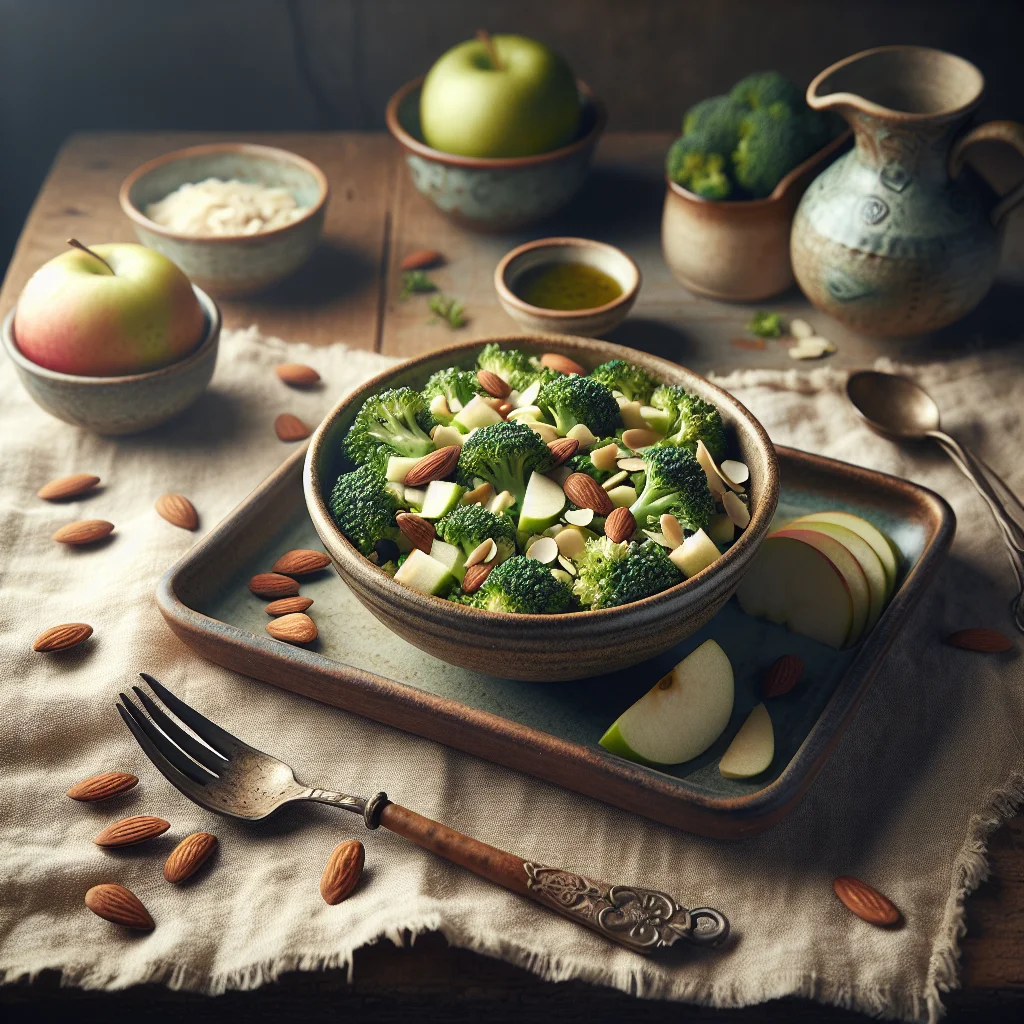Brokkolisalat mit Apfel und Mandeln
