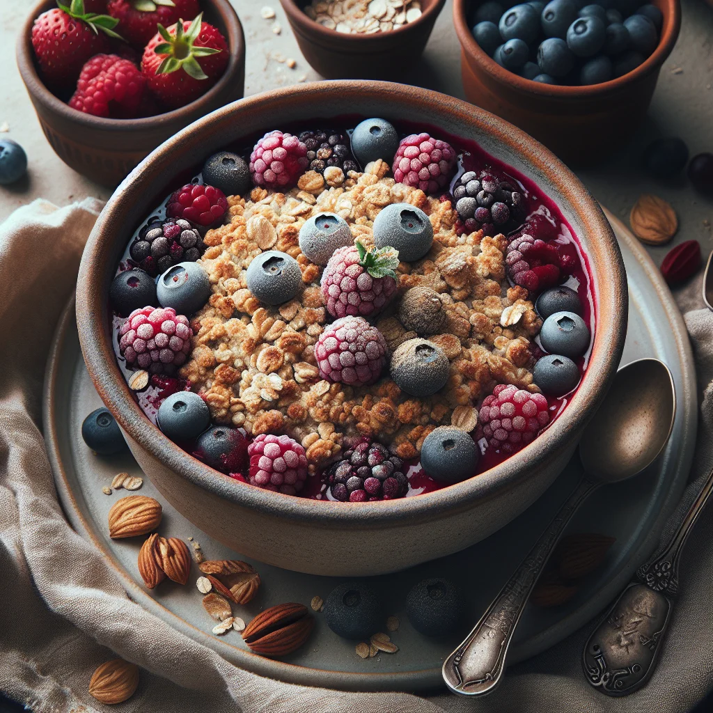 Bessen crumble com cobertura de aveia fresca