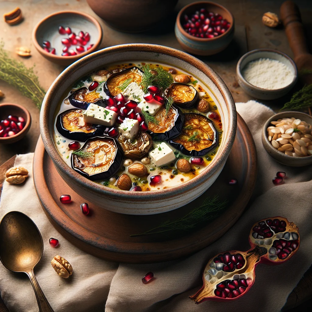 Chef's Special: Gepuffte Aubergine mit Ziegenkäse und Granatapfel