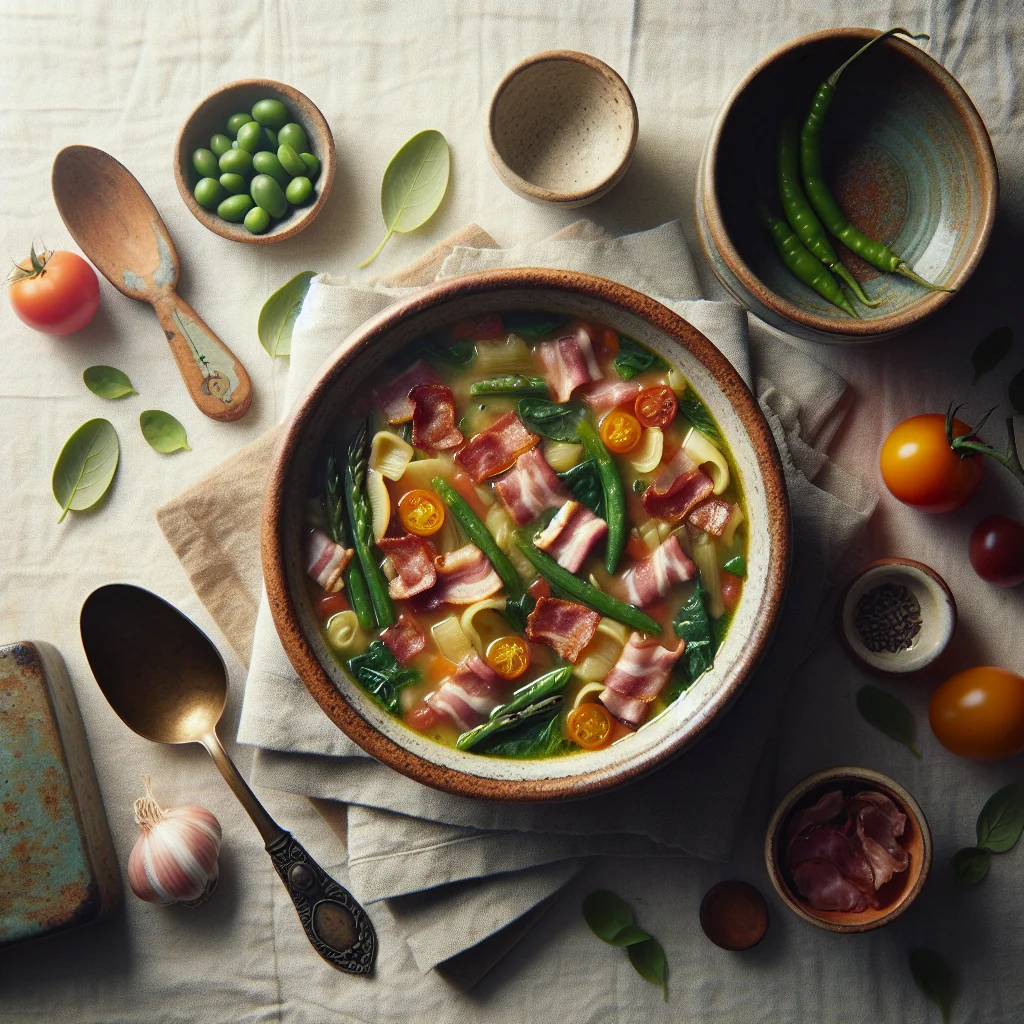 Italienische Frühlingsminestrone mit Pancetta