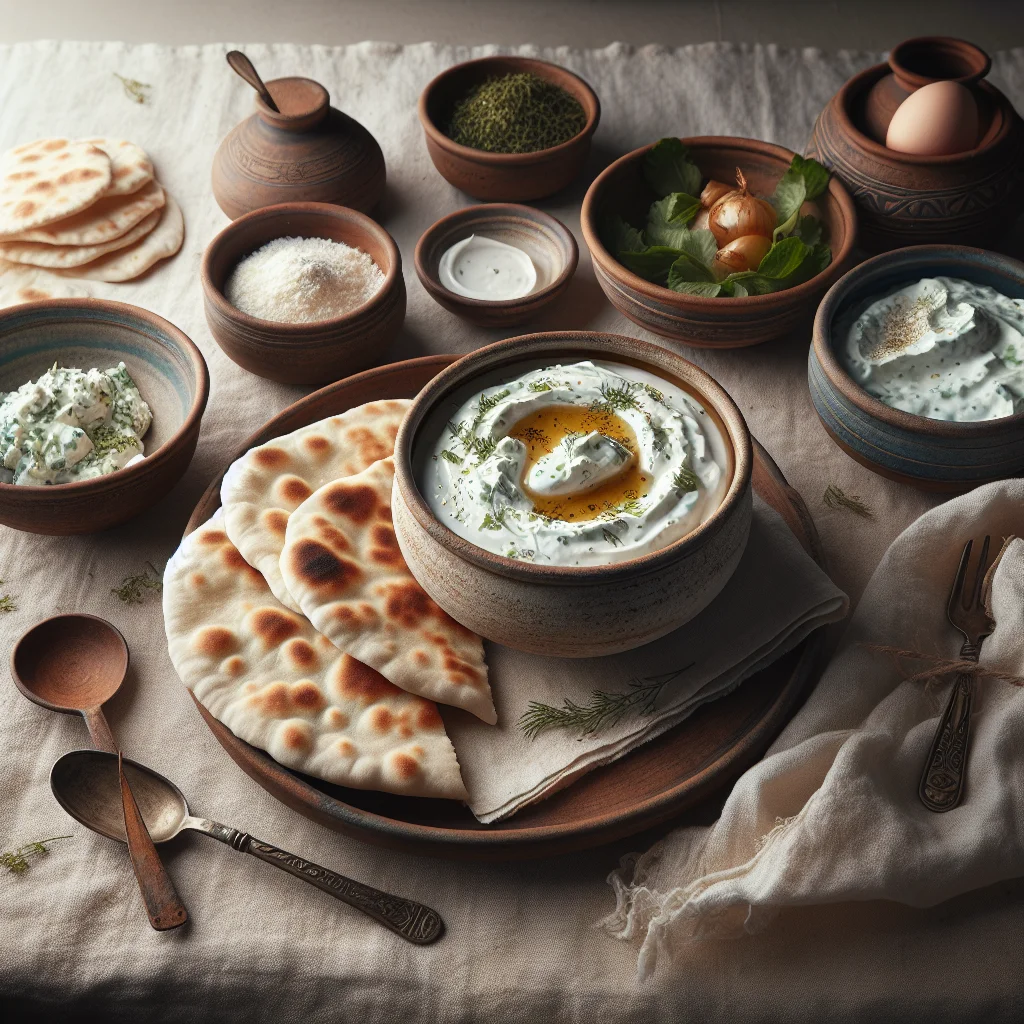 Homemade Tzatziki with Freshly Baked Flatbread
