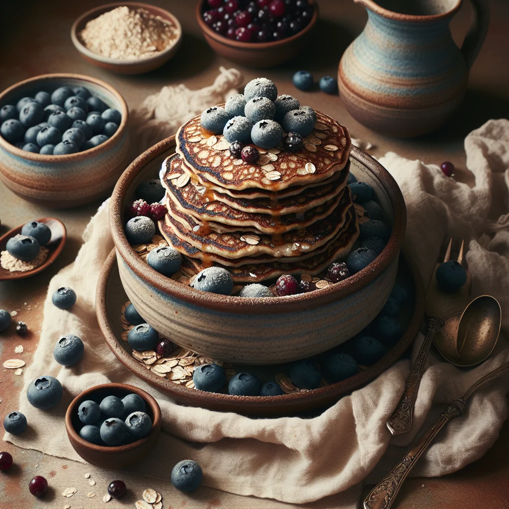 Healthy Oatmeal Pancakes with Blueberries
