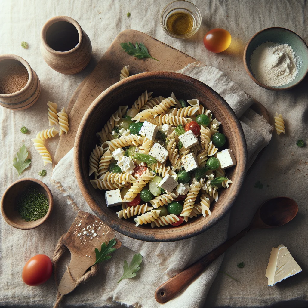 Erfrischender Griechischer Nudelsalat mit Feta