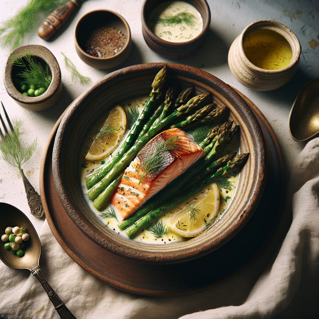 Cozy Roasted Salmon with Crispy Green Asparagus and Lemon-Dill Sauce
