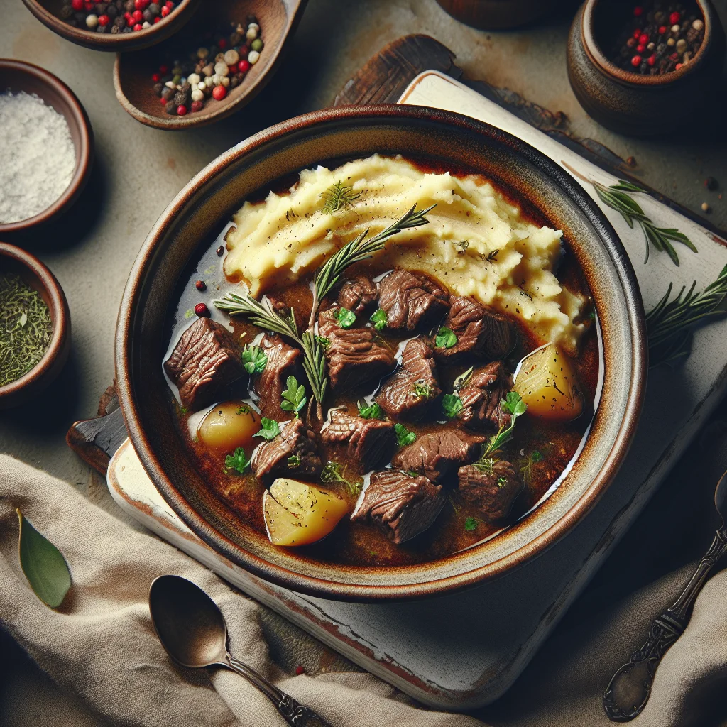 Chef's Special: Robuste Rinderbraten mit Frischen Kräutern und Kartoffelpüree