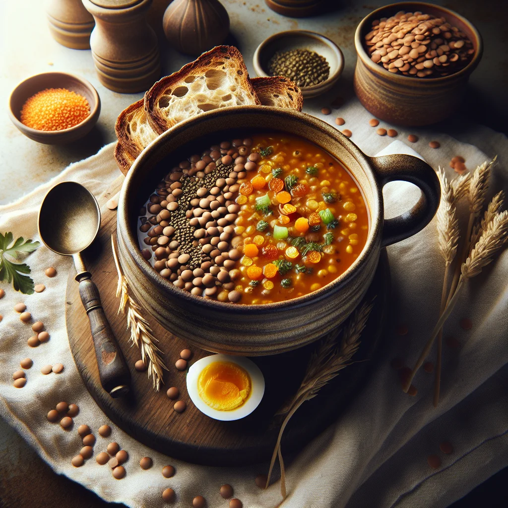 Energetic Lentil Soup with Crunchy Whole Grain Bread