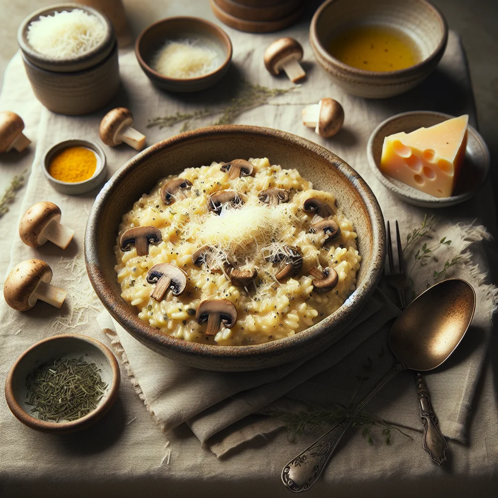 Authentische Italienische Risotto mit Champignons und Parmesan