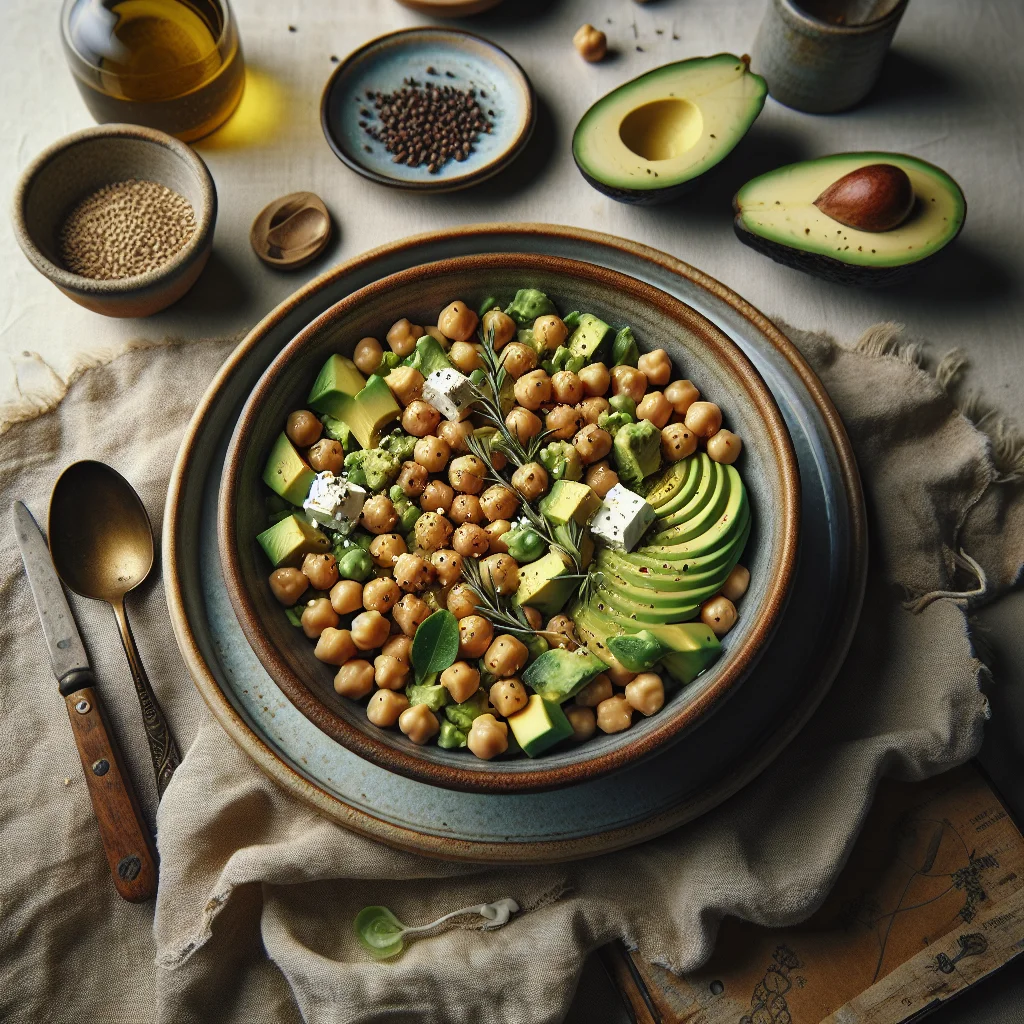 Erfrischender Kichererbsensalat mit Avocado und Feta