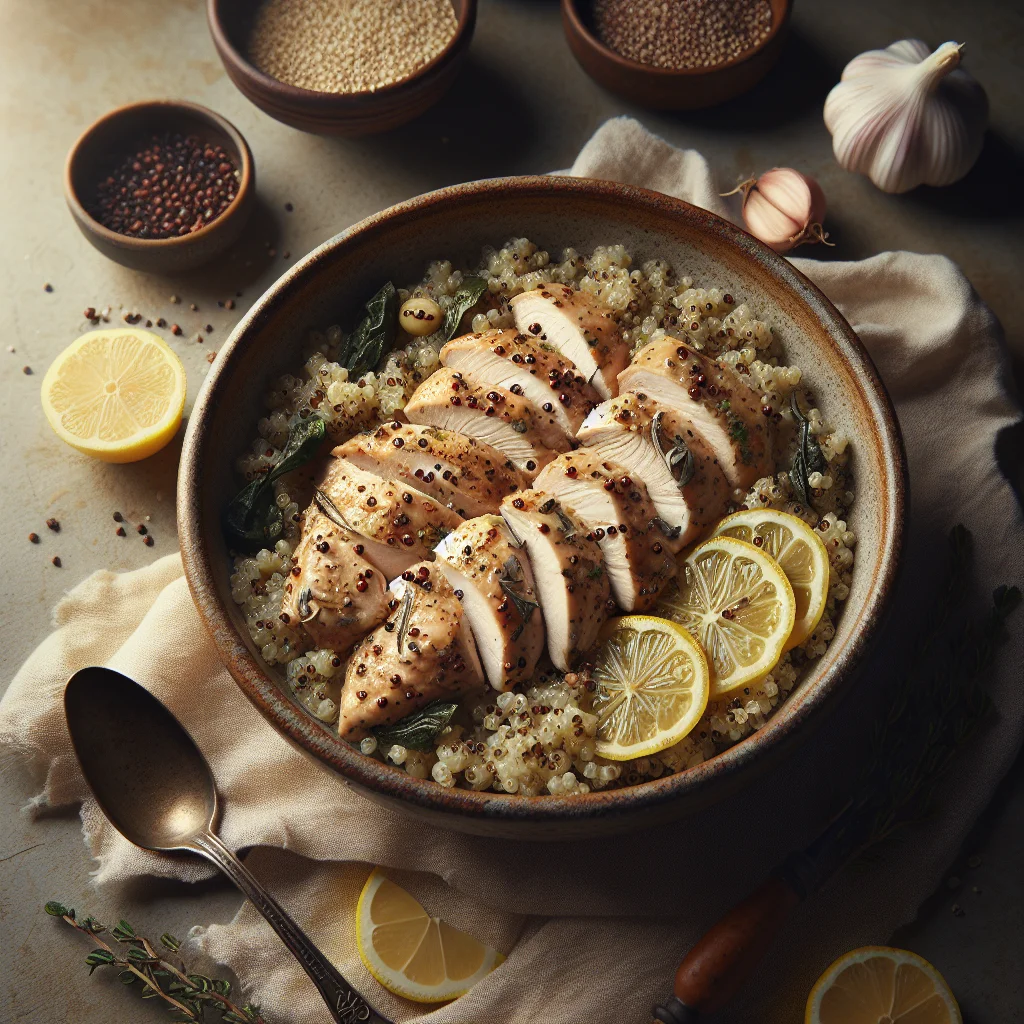 Frango Saudável com Molho de Alho e Limão e Quinoa