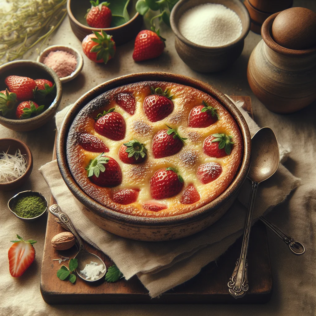 Delicioso Clafoutis de Morango e Coco