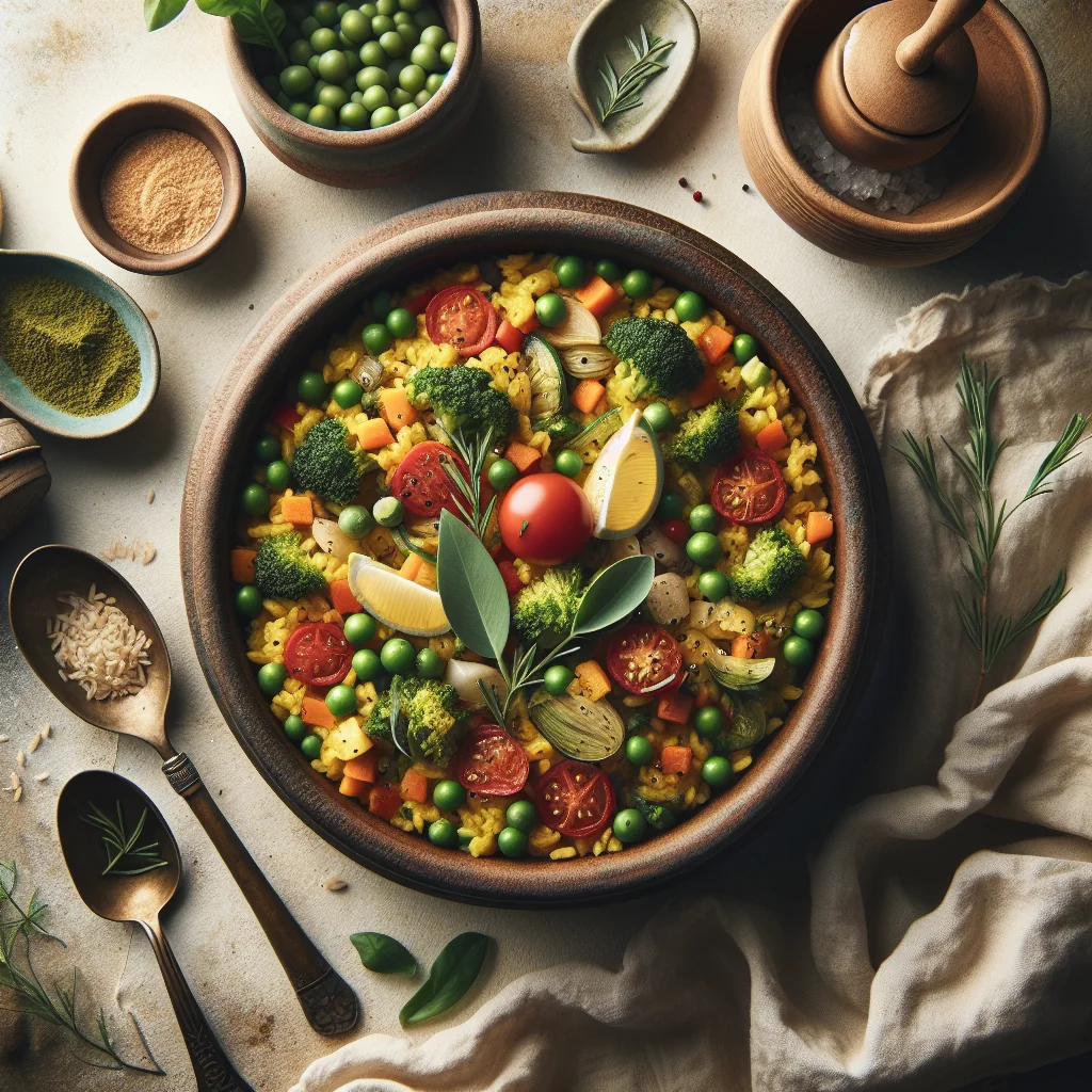 Deliciosa Paella Vegana com Legumes Frescos