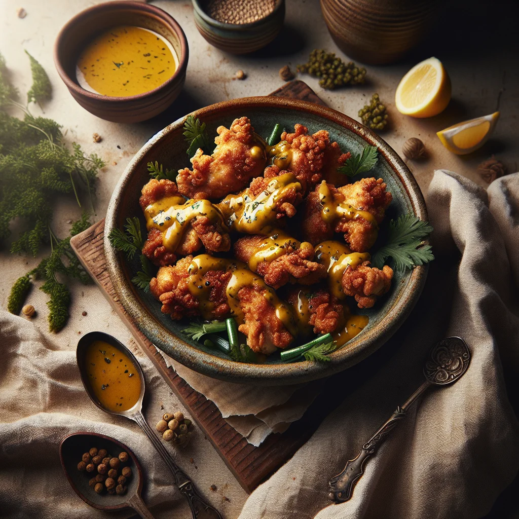 Frango Crocante com Molho de Mostarda e Mel