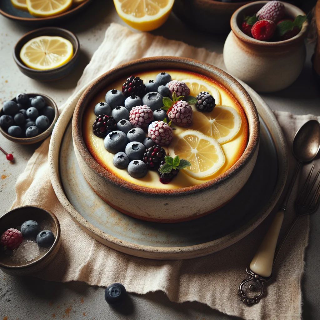 Fresca Torta de Queijo de Limão com Frutas Vermelhas