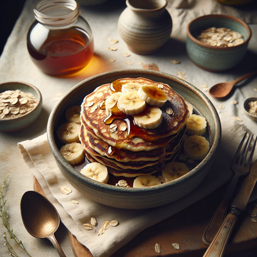 Gesunde Haferpfannkuchen mit Bananen und Honig