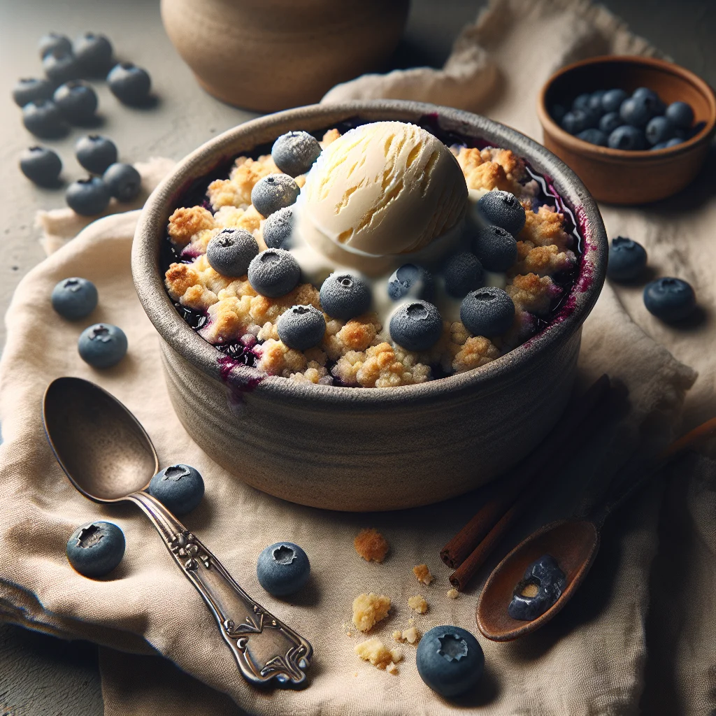 Fresh Blueberry Crumble with Vanilla Ice Cream