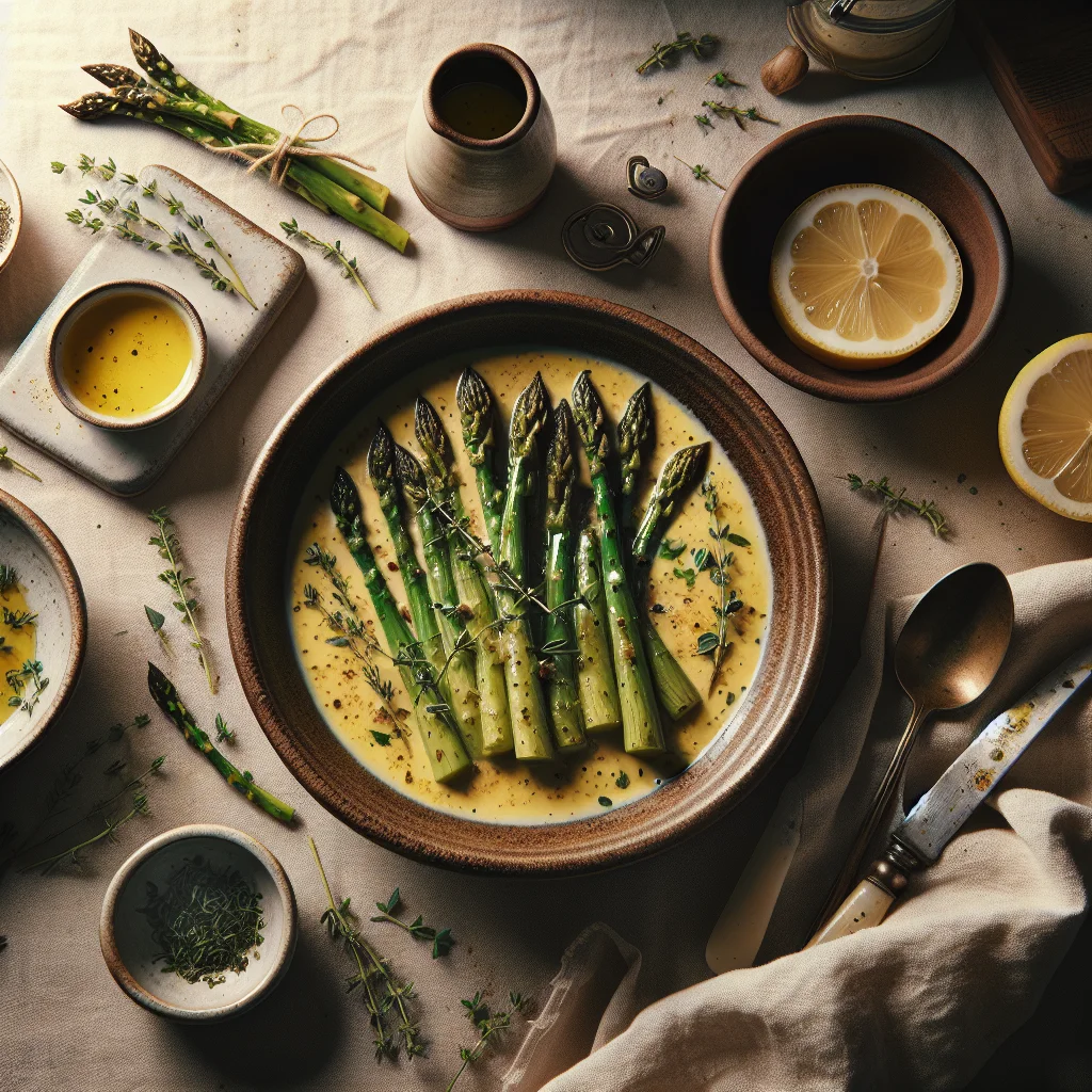 Geroosterde Asperges mit Zitronen-Thymian Sauce