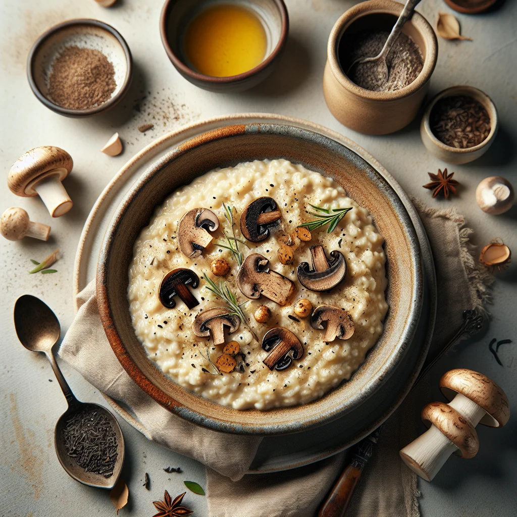 Cremige Vegane Risotto mit Pilzen und Trüffelöl