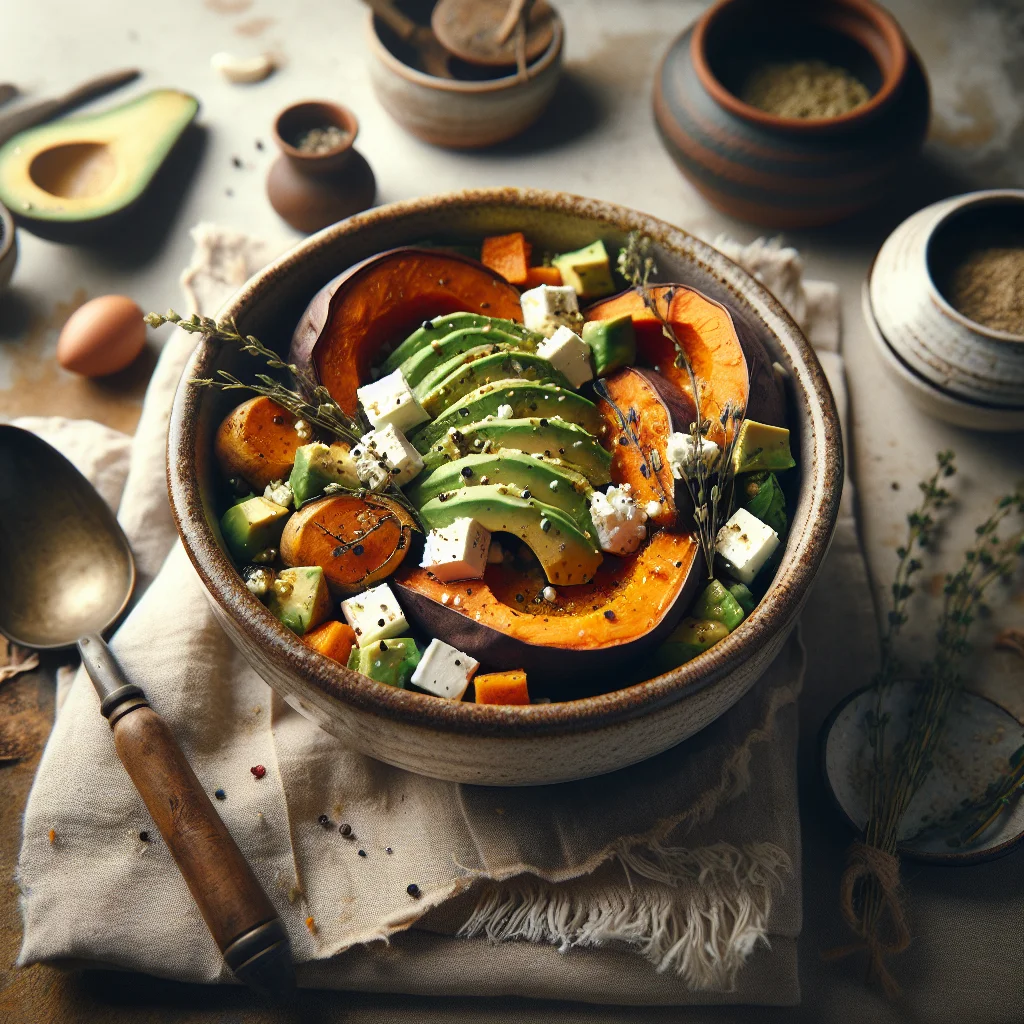 Baked Sweet Potato with Avocado and Feta