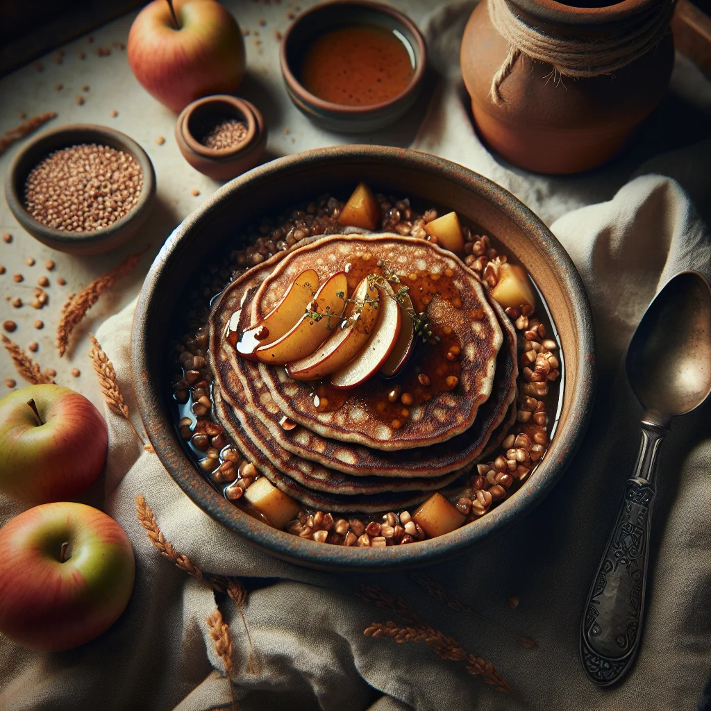 Vegan Buckwheat Pancakes with Caramelized Apple