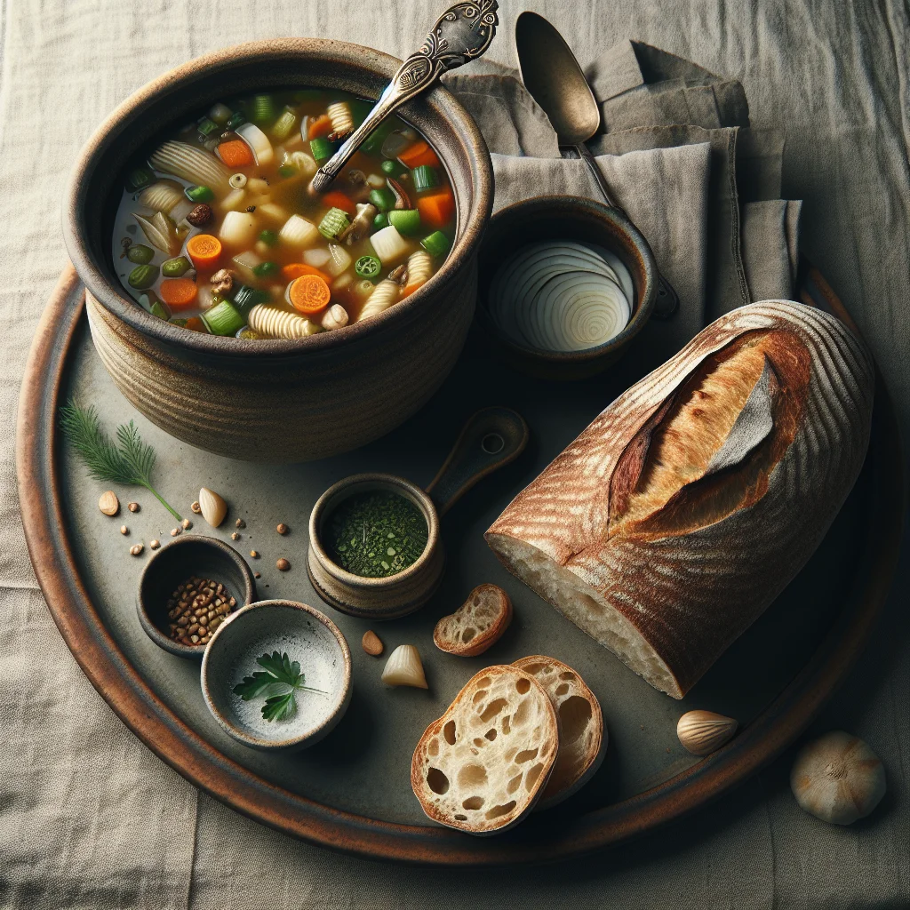 Italienische Minestrone Suppe mit Vollkorn Ciabatta