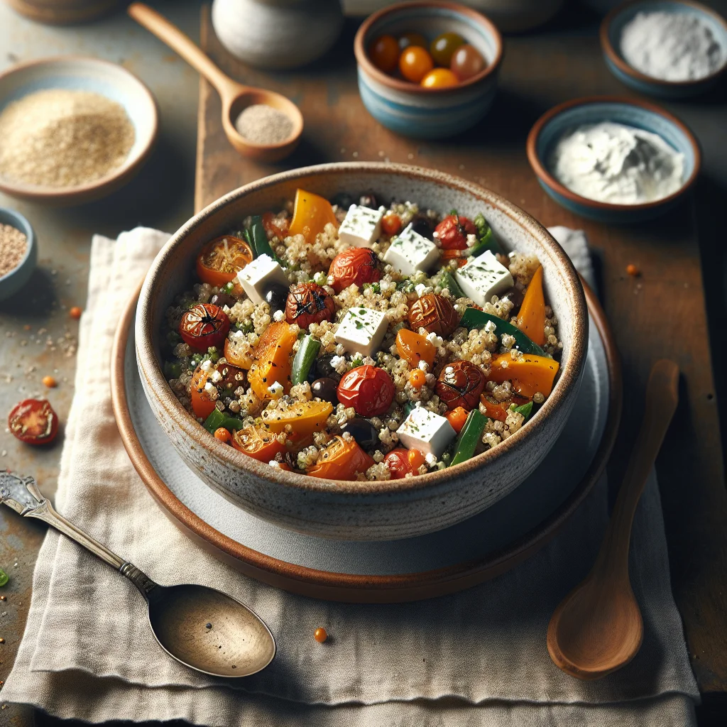 Salada de Quinoa com Legumes Assados e Feta