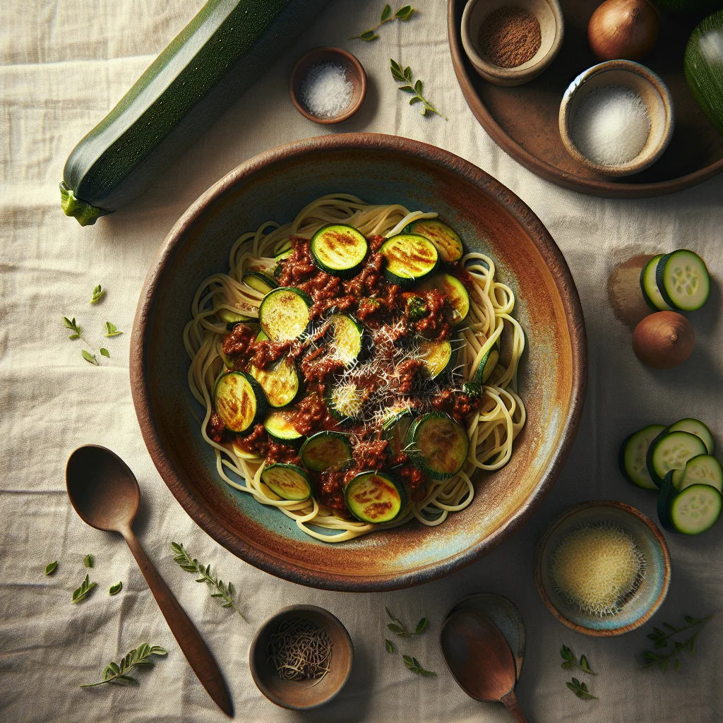 Gesunde Italienische Zucchini Spaghetti Bolognese