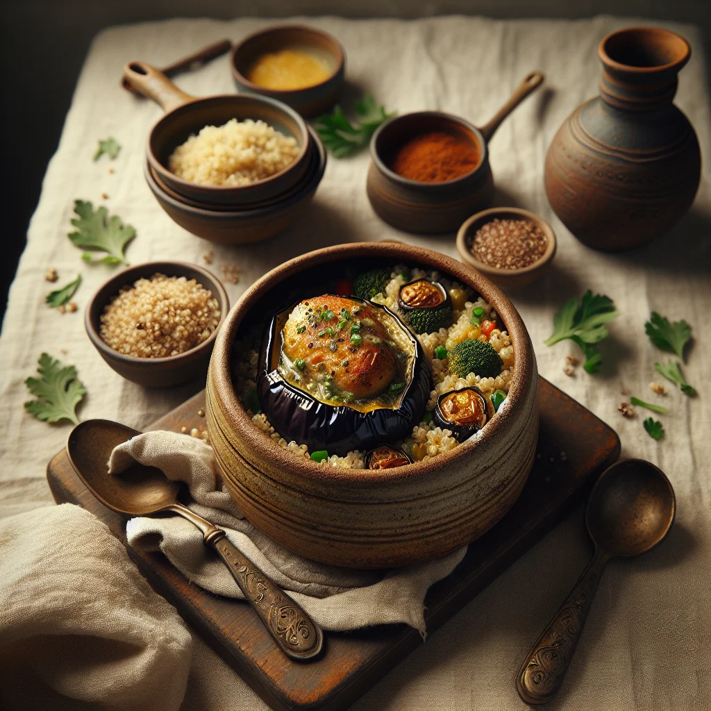 Chef's Special: Aubergine Recheada com Frango e Quinoa
