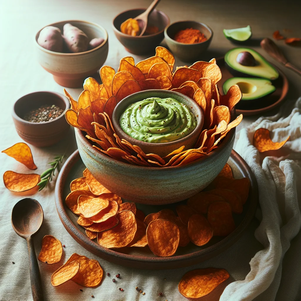 Batatas Doces Crocantes com Dip de Abacate