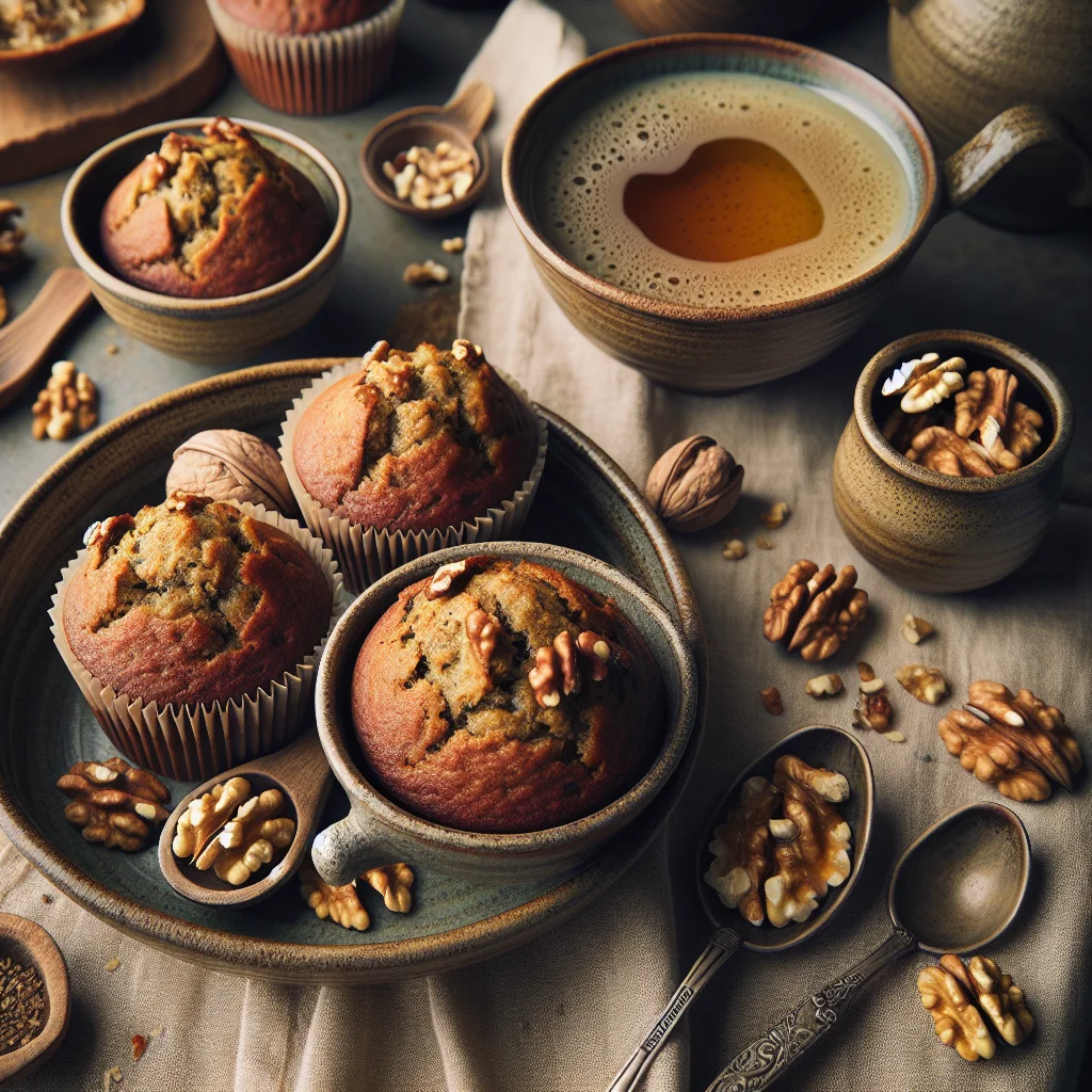 Muffins de Pão de Banana Saudáveis com Nozes