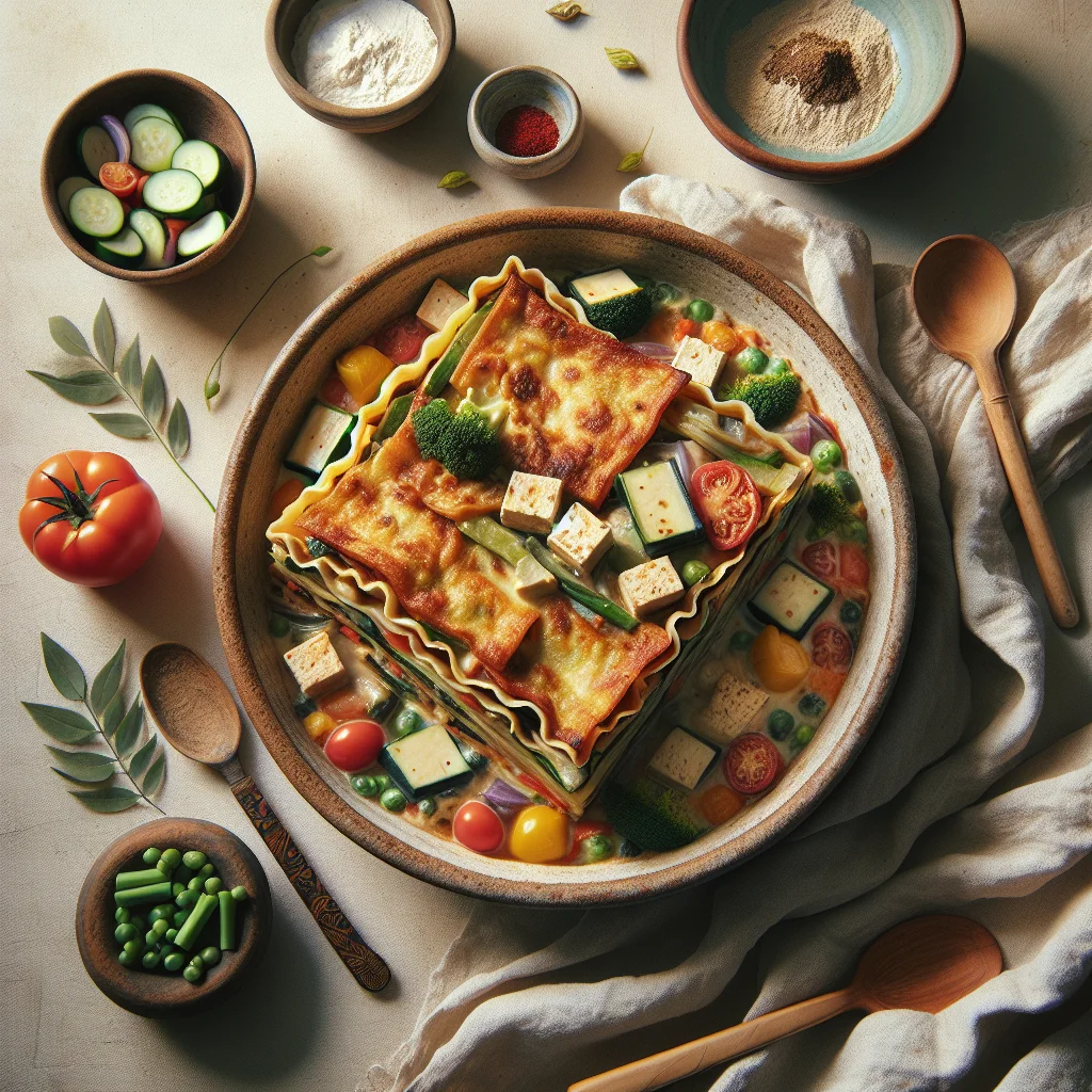 Lasanha Vegetariana com Legumes Frescos e Tofu