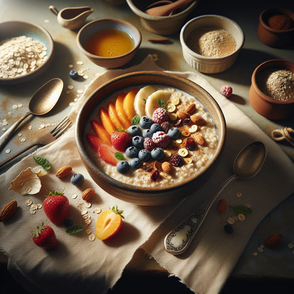 Energético Tigela de Café da Manhã de Aveia com Frutas Frescas