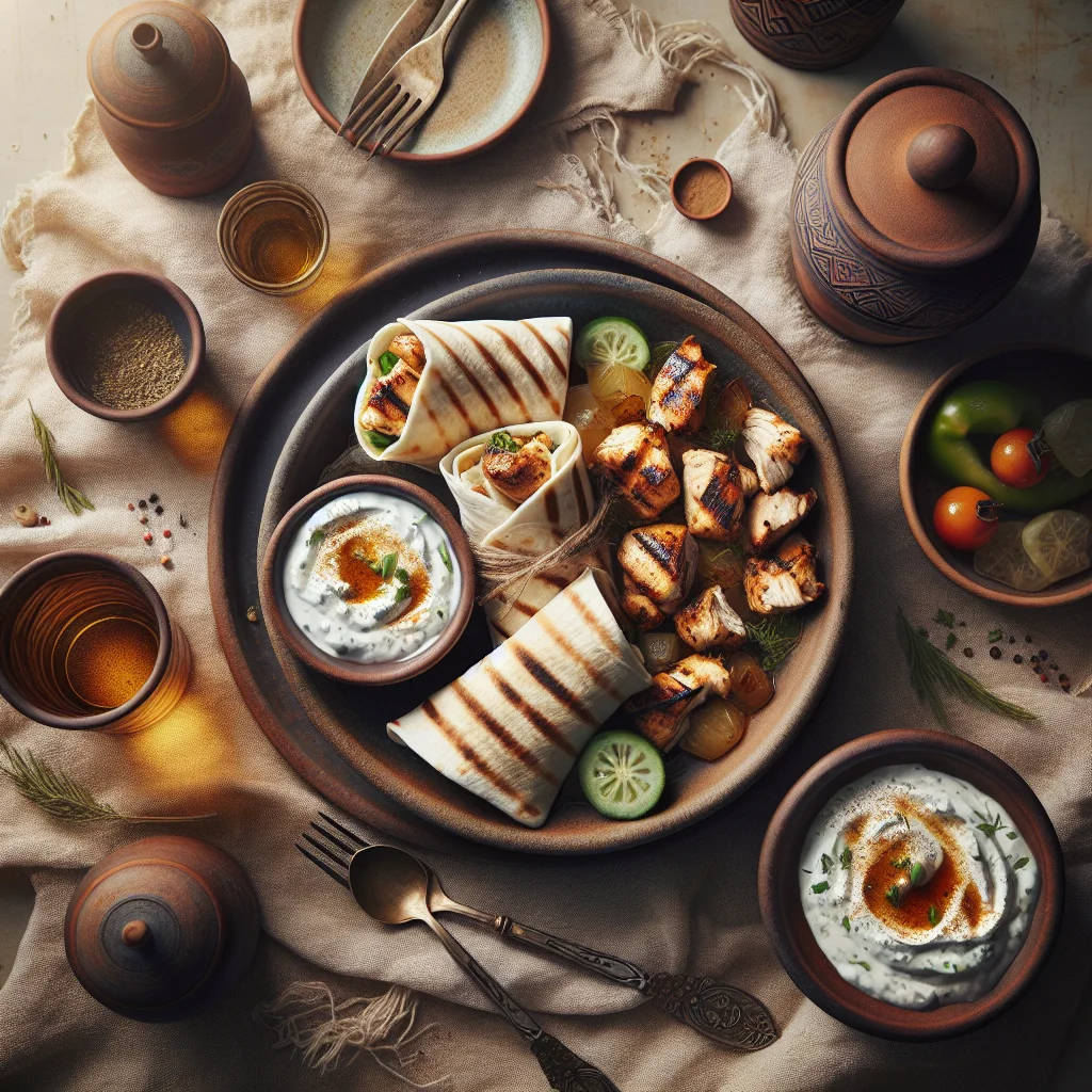 Mediterranean Wraps with Grilled Chicken and Tzatziki