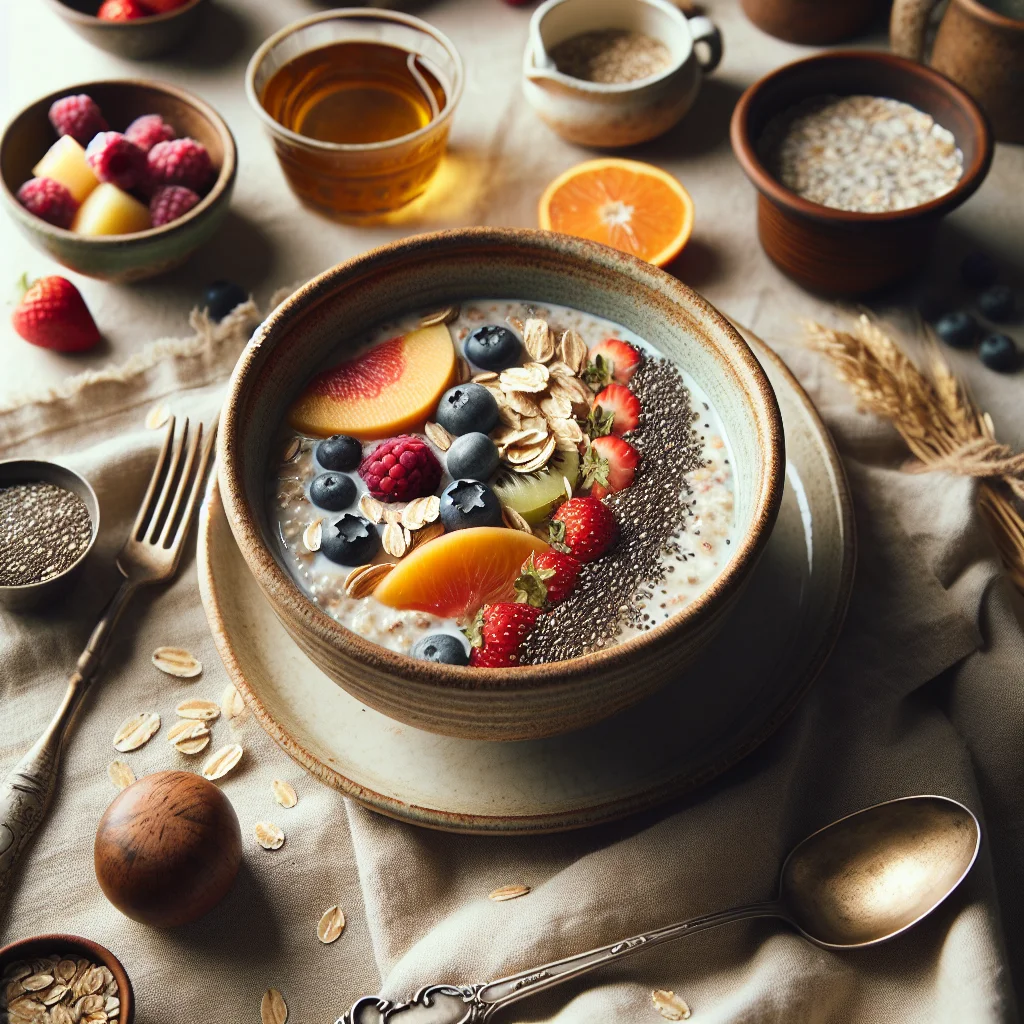 Overnight Oats com Chia e Frutas Frescas