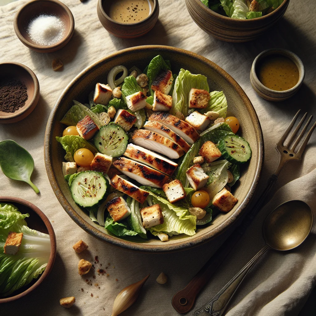 Salada Caesar Clássica com Frango Grelhado