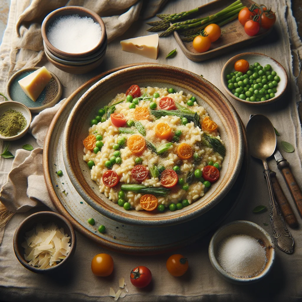 Italian Risotto with Fresh Vegetables and Parmesan Cheese