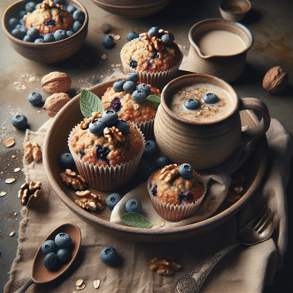 Muffins de Aveia Saudáveis com Mirtilos e Nozes