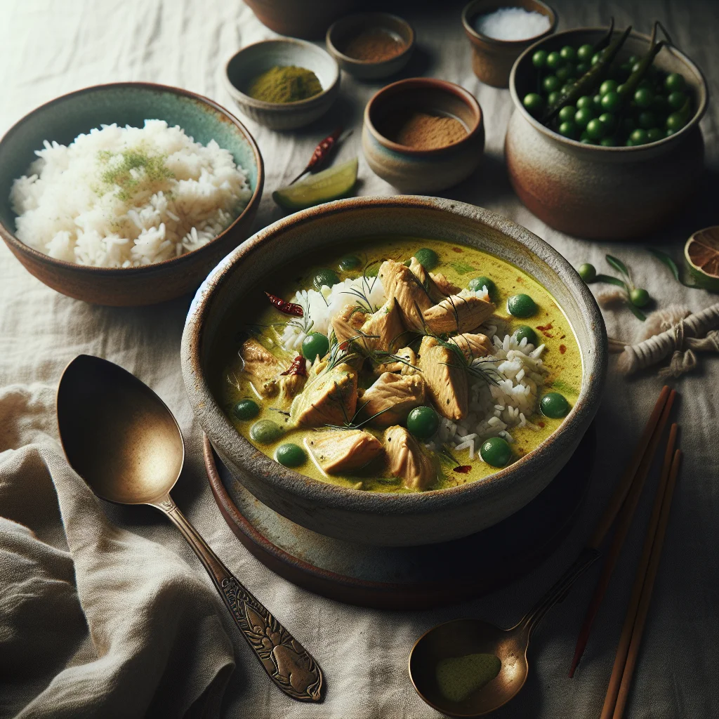 Caril Verde Tailandês com Frango e Arroz Basmati