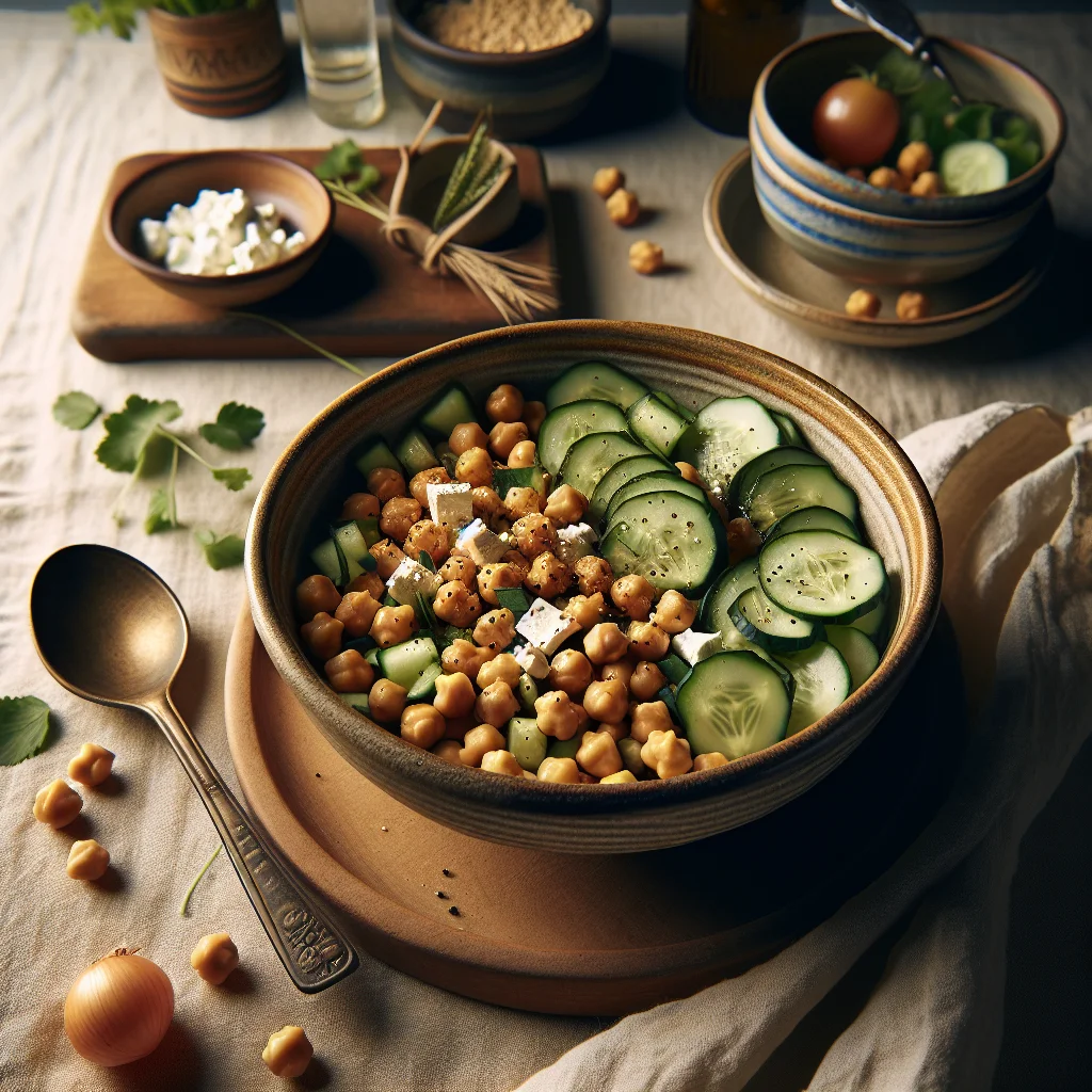 Crispy Chickpea Salad with Feta and Cucumber
