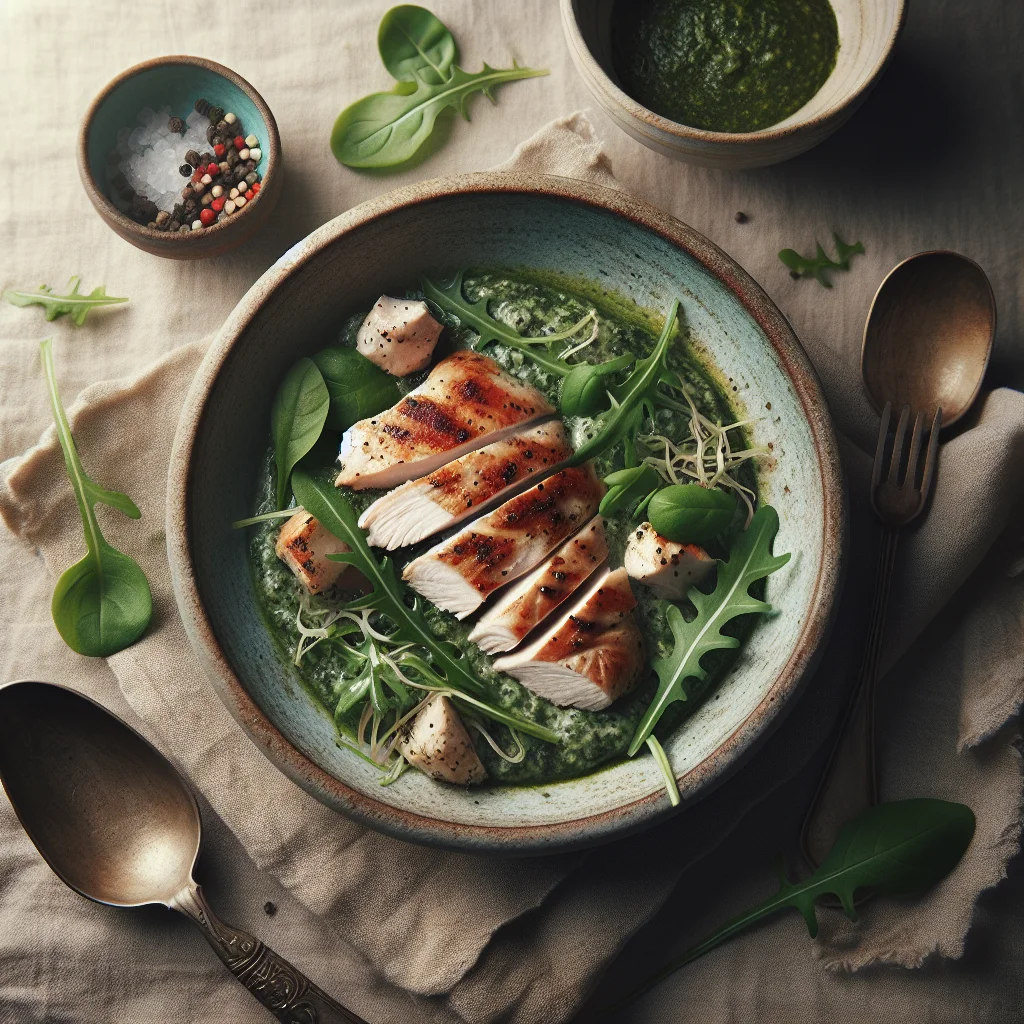 Healthy Chicken Breast with Pesto and Fresh Arugula