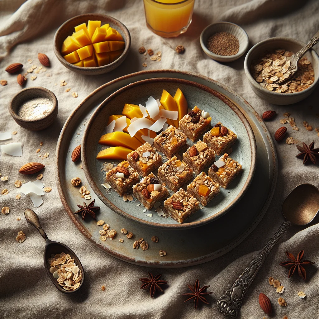 Barras de Muesli de Manga e Coco Refrescantes