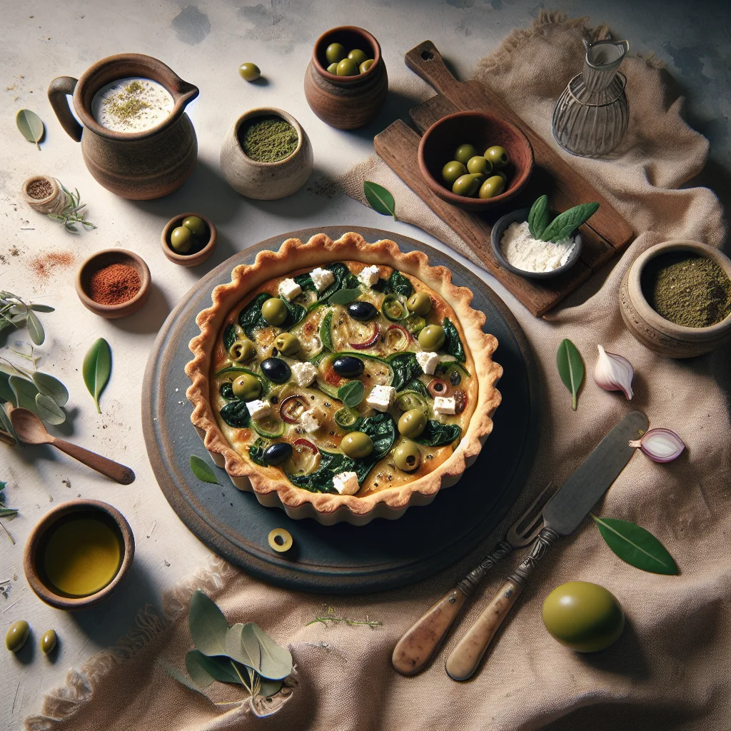 Mediterranean Vegan Sheet Tart with Feta and Olives